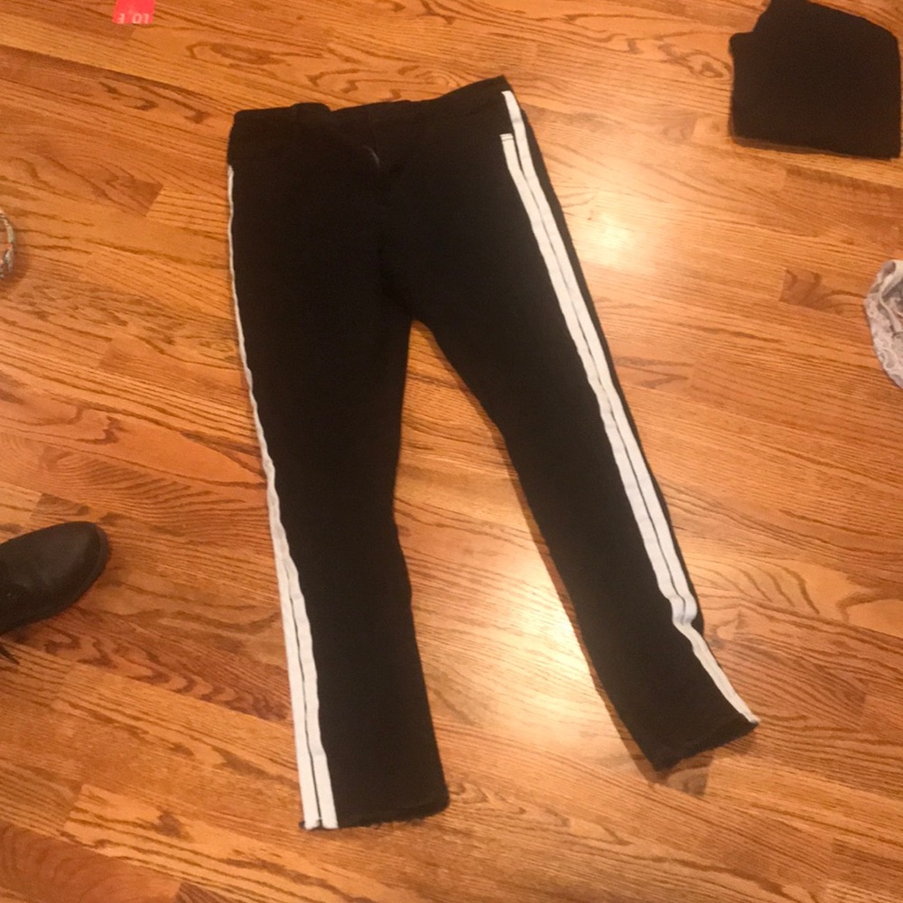 Revolve black jeans with white side stripe